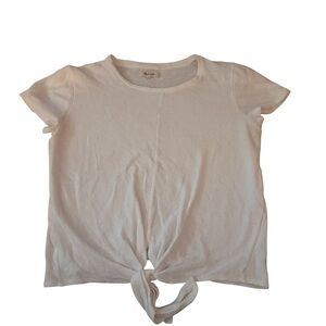 Madewell White Tie Top, Size Small, Knit Short Sleeve Shirt